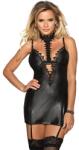 Sublime Subblime fényes nyakpántos fekete miniruha - S/M