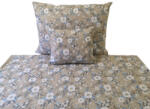  3 részes pamut ágynemű huzat szett - 140x200 cm / szürke alapon kék - fehér virág mintás