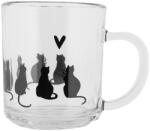 Clayre & Eef Set 6 cani sticla neagra transparenta Pisicute 11x8x9 cm / 200 ml (PWSGL0007)