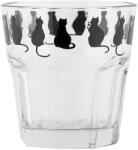 Clayre & Eef Set 6 pahare sticla neagra transparenta Pisicute Ø 8x8 cm / 200 ml (PWSGL0005) Pahar
