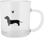 Clayre & Eef Set 6 cani sticla neagra transparenta Catelus 11x8x9 cm / 200 ml (PWSGL0008)