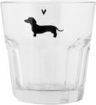 Clayre & Eef Set 6 pahare sticla neagra transparenta Catelus Ø 8x8 cm / 200 ml (PWSGL0006) Pahar