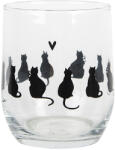 Clayre & Eef Set 6 pahare sticla neagra transparenta Pisicute Ø 8x9 cm / 300 ml (PWSGL0003) Pahar