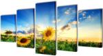 VidaXL Set tablouri de perete cu imprimeu floarea soarelui, 200 x 100 cm (241573)