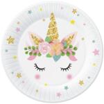 Godan Set de 6 farfurii din carton cu model unicorn și flori - 18 cm (PW TJD7)