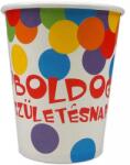 Festa Boldog születésnapot 6 buc. pahare carton cu inscripţie - 250 ml, model confeti (440133 R)
