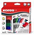 Kores Tábla- És Flipchart Marker Szivaccsal - 1-3 mm, 4 db-os Készlet