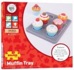 Bigjigs Toys Jucarie din lemn pentru copii Bigjigs - Tava cu briose (BJ465) Bucatarie copii