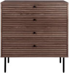 House Nordic Kyoto Komód, 4 fiókos, tölgyfa furnér, füstölt, fekete fém lábak 80x40x85 cm (3101006) - homelux
