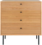House Nordic Kyoto Komód, 4 fiókos, tölgyfa furnér, natúr, fekete fém lábak 80x40x85 cm (3101005) - geminiduo