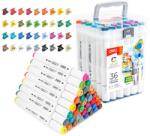 Deli Markere sketching cu 2 capete 1 mm/7 mm, 36 culori/set, DELI (DLE70803-36)