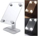  Professzionális LED Kozmetikai Tükör Érintőgombos Vezérléssel Állítható Hideg és Meleg Fényű Világítással, Fehér (30027-W)