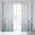 Takoy Draperie LILIAN din etamină semi-transparentă cu imprimeu de flori pictate 140 x 250 cm