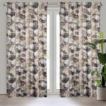 Takoy Draperie LOTOS din catifea moale cu imprimeu al florilor și frunzelor de lotus cu efect 3D de 140 x 270 cm