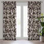 Takoy Draperie RODOS din catifea moale cu imprimeu al frunzelor exotice cu elemente argintii 140 x 270 cm