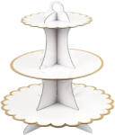  Papír sütemény és muffin állvány - Fehér és arany (626608)