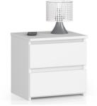 AKORD Comoda/noptiera, placa laminata, 2 sertare, alb, 40x35x40 cm (164475-AK) - edanco Comoda