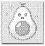  PontPöttyöző - Cuki avokádó Méret: 30x30cm, Keretezés: Kartonlemezen, Szín: Fekete