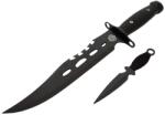 Depox Cutit de vanatoare DEPOX®, Goldur Blade, 36 cm, negru, husa piele (F6)