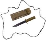 Depox Cutit tactic de vanatoare DEPOX®, Military Convoy, 10 cm, teaca cu lant inclusa, kaki (I260)