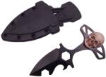 Depox Cutit tactic de vanatoare DEPOX®, Broken Silence, 8 cm, negru, teaca cu prindere curea (I244)