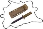 Depox Cutit tactic de vanatoare DEPOX®, Military Specialist, 10 cm, teaca cu lant inclusa, kaki (I266)