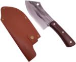 Depox Cutit tip satar DEPOX®, lucrat manual, Japan Buredo, 25.5 cm, otel inoxidabil, 220 g, maro, teaca piele inclusa (F133)