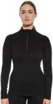 BRUBECK EXTREME MERINO Női merinó gyapjú cipzáras aláöltözet felső - Fekete - t-active