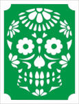  10x8 cm-es Csillám tetoválás sablon -Mexikói cukor koponya 1