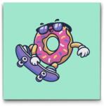  Festés számok szerint - Fánk gördeszkán Méret: 30x30cm, Keretezés: Keret nélkül (csak a vászon)