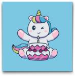  Festés számok szerint - Szülinapi egyszarvú Méret: 30x30cm, Keretezés: Műanyagtáblával