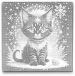  PontPöttyöző - Havas kiscica Méret: 50x50cm, Keretezés: Kartonlemezen, Szín: Piros