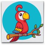  Festés számok szerint - Vörös papagáj Méret: 50x50cm, Keretezés: Kartonlemezen