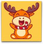  Gyémántszemes kirakó - Vidám rénszarvas Méret: 30x30cm, Keretezés: Műanyagtáblával, Gyémántok: Négyzet alakú