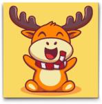  Festés számok szerint - Vidám rénszarvas Méret: 50x50cm, Keretezés: Keret nélkül (csak a vászon)