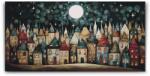  Festés számok szerint - Házak éjszaka Méret: 40x80cm, Keretezés: Keret nélkül (csak a vászon)