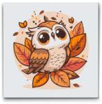  Festés számok szerint - Őszi bagoly Méret: 30x30cm, Keretezés: Keret nélkül (csak a vászon)