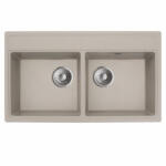  MILO METRO gránit duplamedencés mosogató 76x44 Pure sand, szifonnal (MET-P-2KBO)