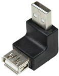 LogiLink Adaptor LogiLink USB 2.0, USB-A/M USB-A/F, unghi de 90°, negru