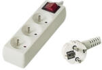  Cablu de retea prelungitor 230V, CEE7 (priza) - priza 3x, 7m, alb, cu comutator