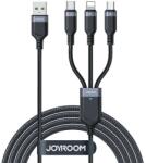 JOYROOM 3 az 1-ben USB - Lightning / Type-C / Micro USB Kábel Multi-Color Series A18, fekete (6689)