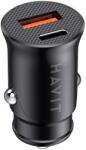 Havit - Autós töltő (CC2022) - USB, Type-C, PD20W, 3A, PC - Fekete