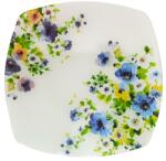  IRIS üveg tányér, kék sárga virágos 25 x 25cm (102046)