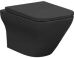 Cersanit Larga szögletes perem nélküli fali wc lassú záródású ülőkével, matt antracit S701-611 (S701-611)