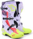 Alpinestars Tech 10 Supervented motoros csizma lila-fluo sárga-rózsaszín