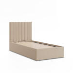 GreenSite Polla Egyszemélyes Ágykeret (Matrac Nélkül), Ágyneműtartóval, Szövet, Bézs