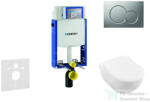 Geberit Kombifix falra szerelhető WC szett, Villeroy & Boch Subway 2.0 CeramicPlus WC soft close ülőkével, Geberit Sigma 01 matt króm nyomólappal 110302005NI3 (110302005NI3)