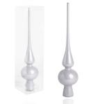  Üveg karácsonyfa csúcsdísz gyöngyház színben 25cm