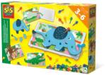 SES Creative Placă perforată mozaic cu puzzle-uri de animale (14890)