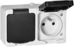 ORNO Priză dublă AQUATIC MINI IP54 2x2P+E, alb/negru (O-OR-OE-7306_WB)